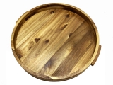 Bespoke Acacia Wood Round Serving Tray with Handles - Eco-Friendly & Durable Kitchenware